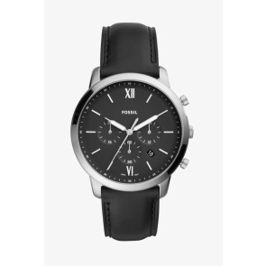 Uhrenarmband Fossil FS5548 Leder Schwarz 24mm